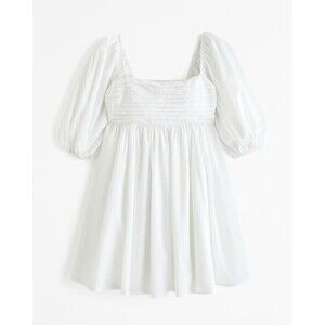 Abercrombie & Fitch Classic White Emerson Puff Sleeve Preppy Dress SZ S Babydoll